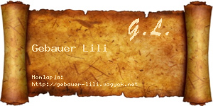 Gebauer Lili névjegykártya